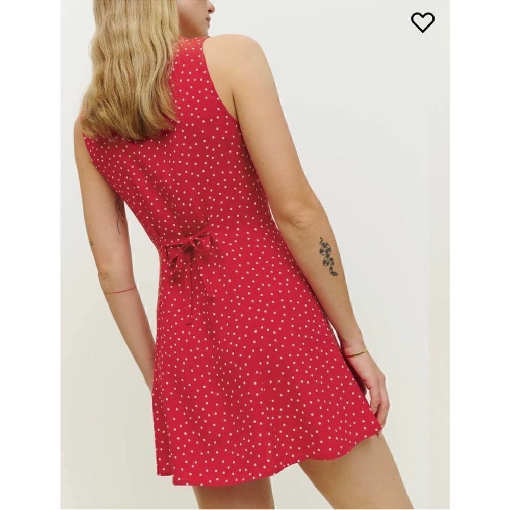 Reformation Leith Mini Dress Ditty Red Polka Dot - Picture 2 of 8
